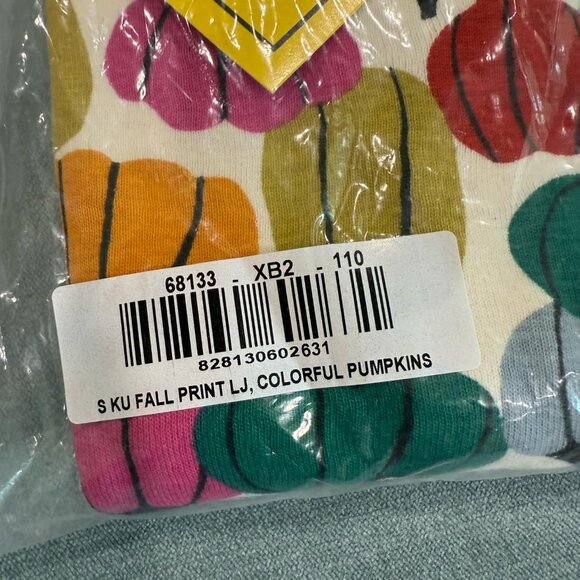 NWT NEW Hanna Andersson Colorful Pumpkins Kid's Pajamas 5 Organic Cotton Long - Picture 3 of 4